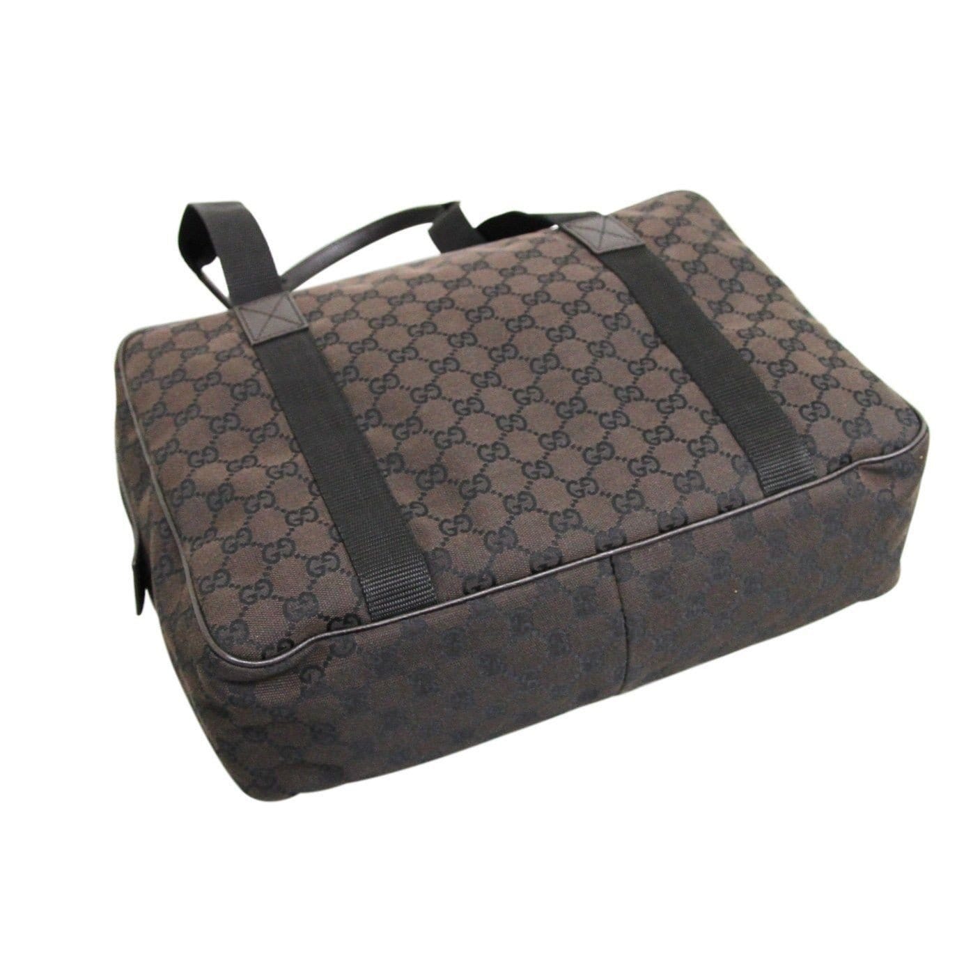 Gucci 282529 Uni  Brown Canvas Shoulder Laptop Bag Tote Handbag - Final Call