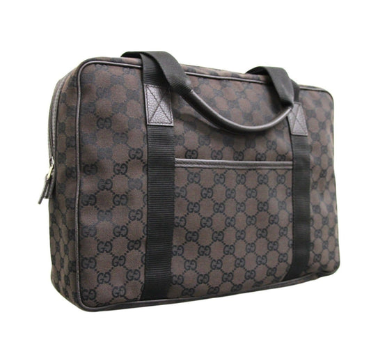 Gucci 282529 Uni  Brown Canvas Shoulder Laptop Bag Tote Handbag - Final Call