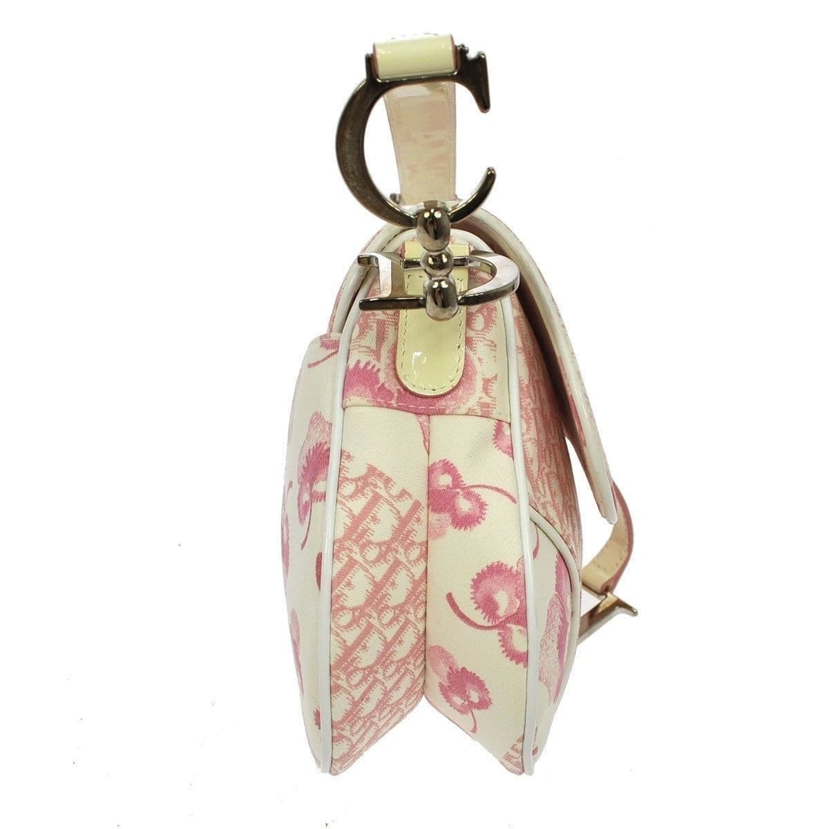 Christian Dior Saddle Trotter Hand Bag Pink Canvas Italy