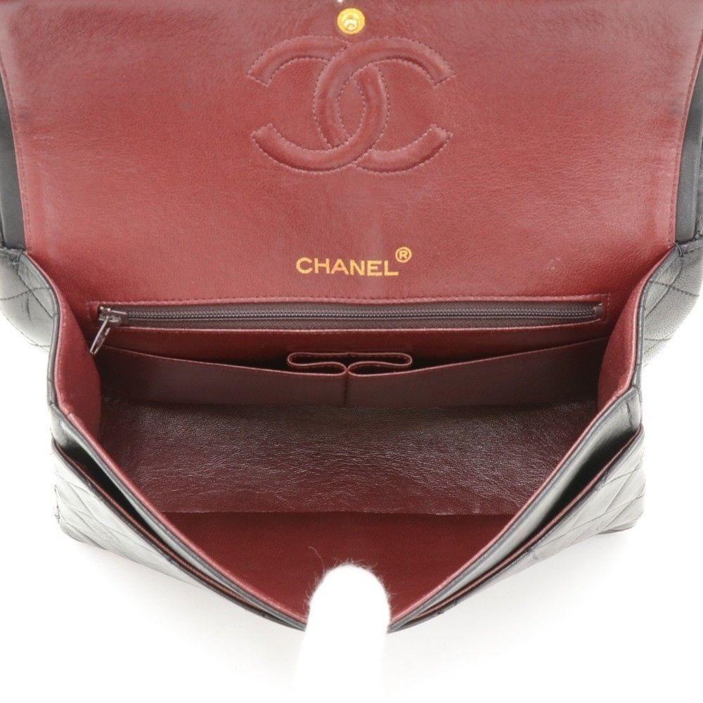 CHANEL 2.55 10" Tall Double Flap Black Quilted Leather Shoulder Bag