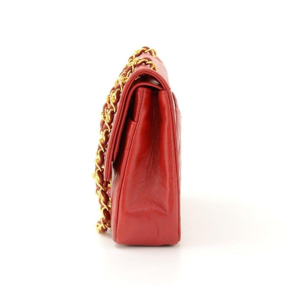 CHANEL 2.55 10inch Double Flap Red Quilted Leather Shoulder Bag