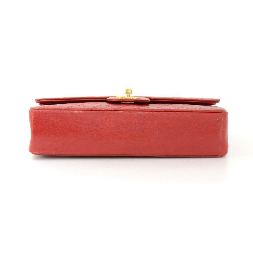 CHANEL 2.55 10inch Double Flap Red Quilted Leather Shoulder Bag