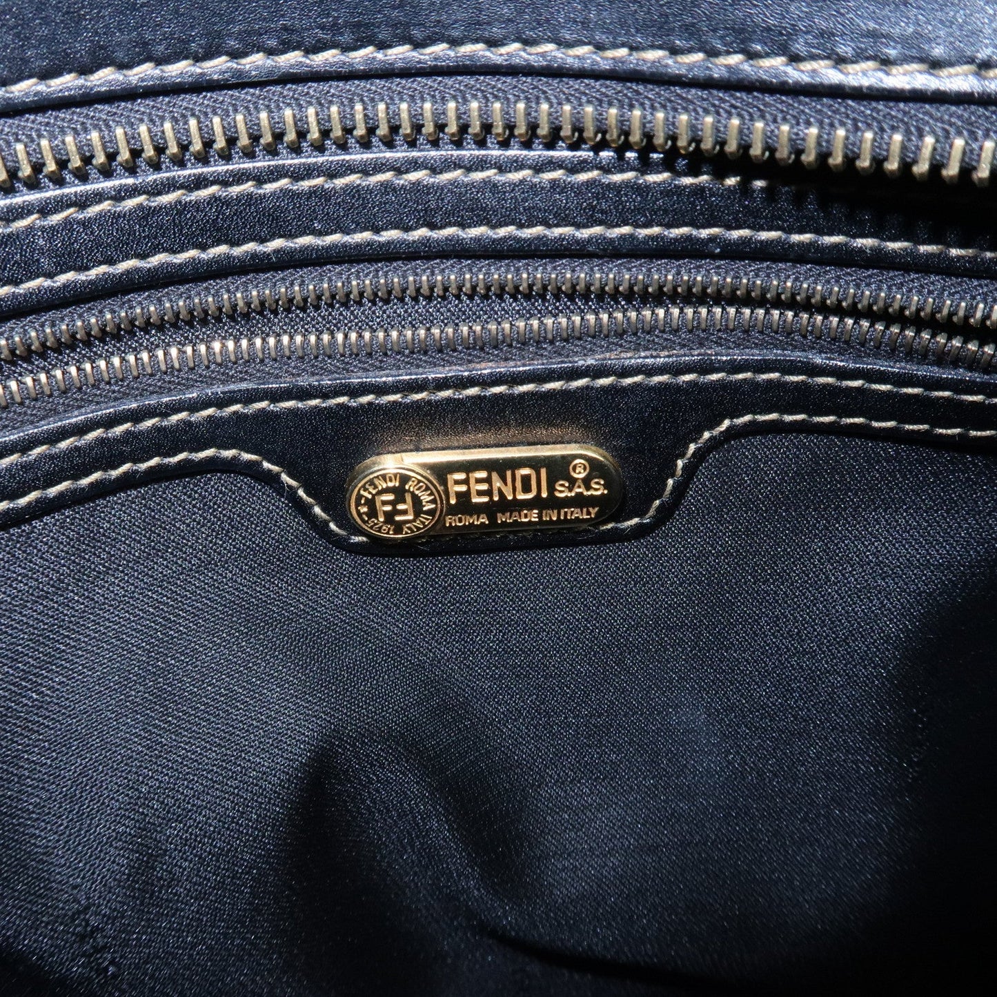 FENDI Pequin PVC Leather Shoulder Bag Black Brown 11644