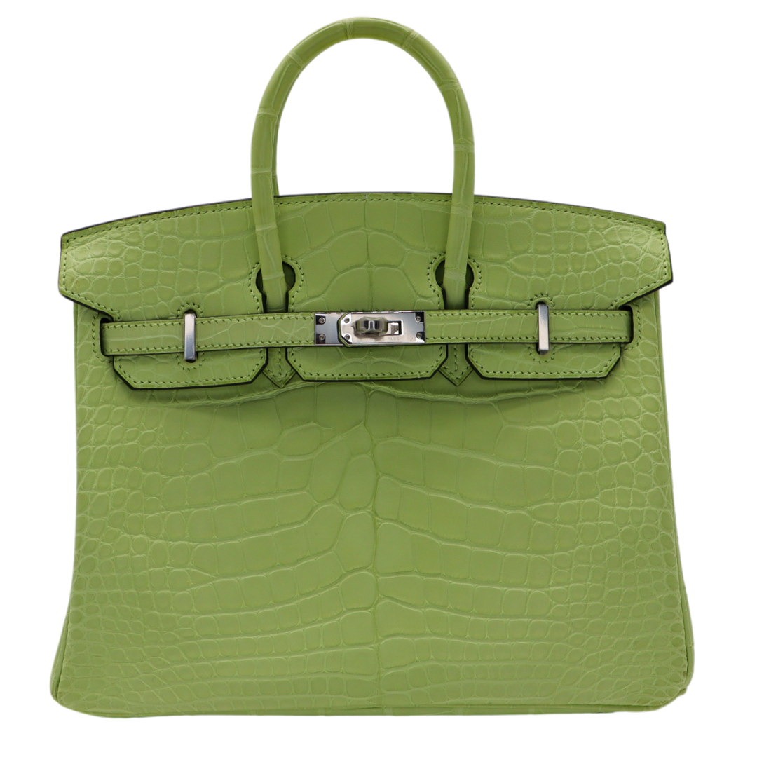 Hermes25cm Birkin Jaune Bourgeon Matte Alligator Palladium Hardware