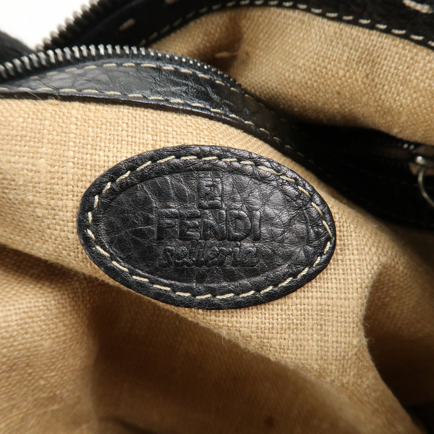 FENDI Selleria Leather Shoulder Bag Crossbody Bag Black 8BT092
