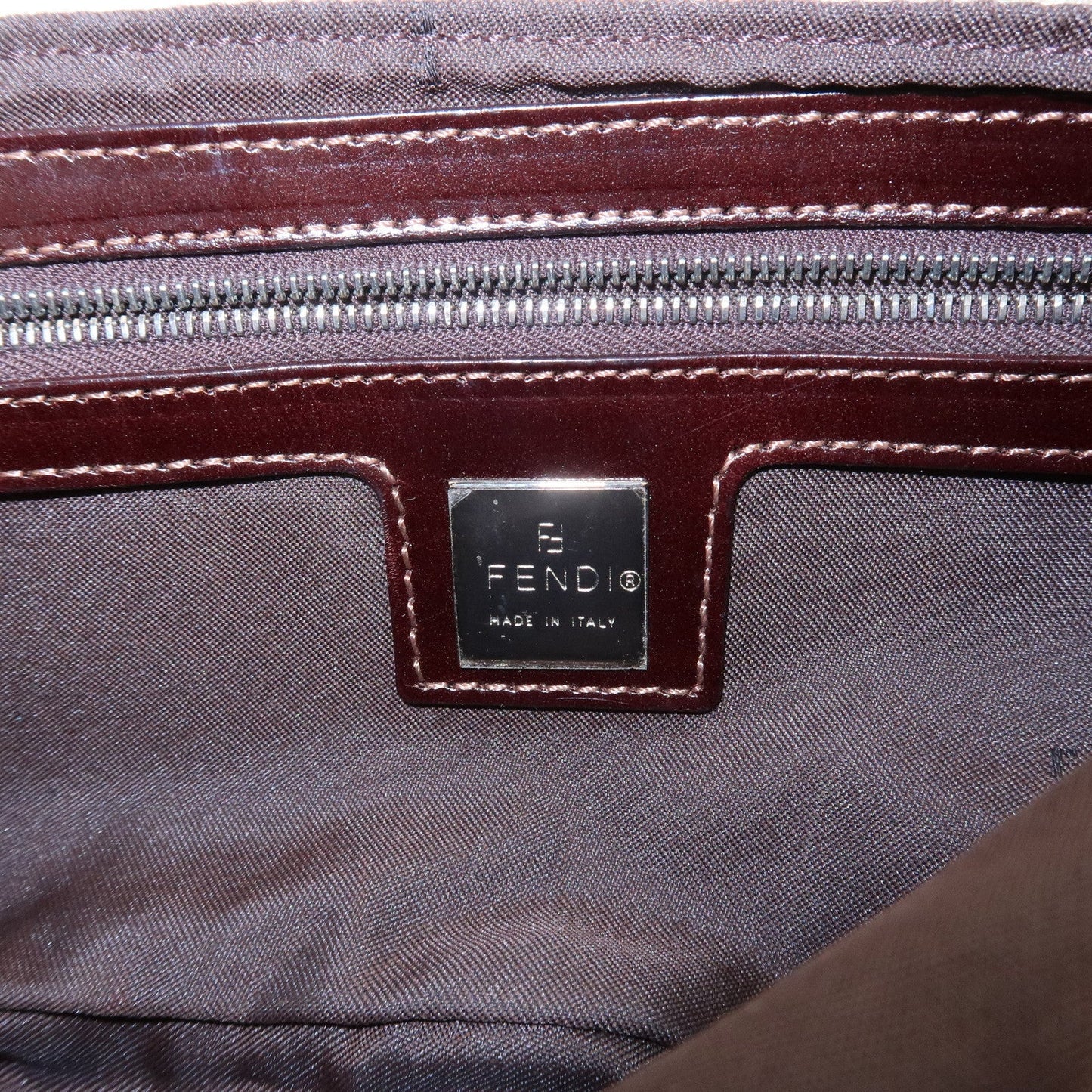 FENDI Mamma Baguette Zucca Canvas Shoulder Bag Beige White 26424