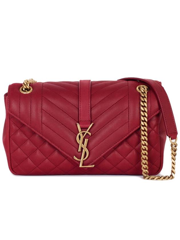 Luxury Saint Laurent Trending 2025 Gold Monogram Satchel Cross Bag Red