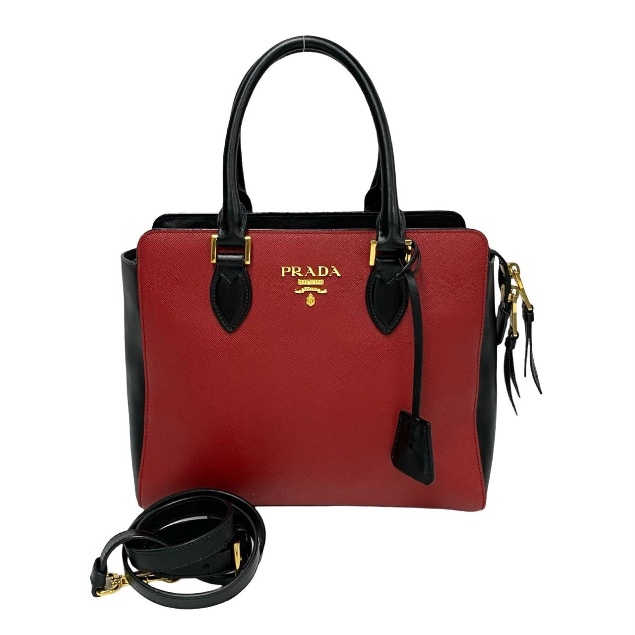 PRADA Shoulder Bag leather Red