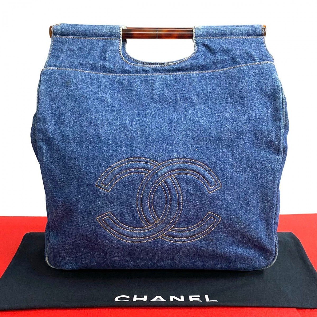 CHANEL Handbag Denim, Plastic blue COCO Mark Women