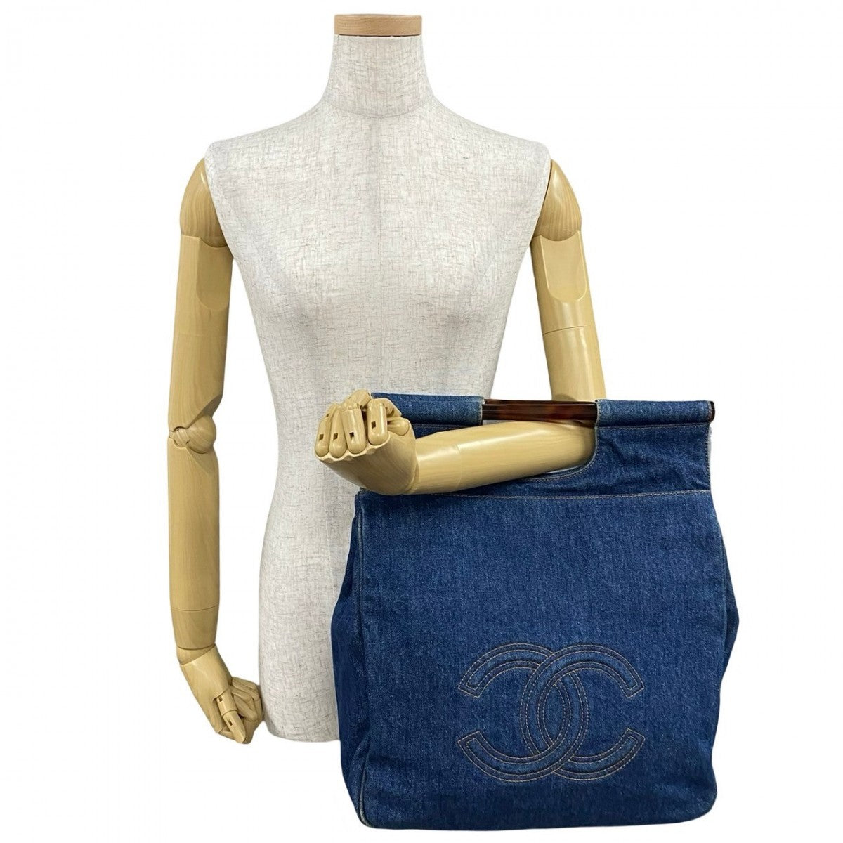CHANEL Handbag Denim, Plastic blue COCO Mark Women