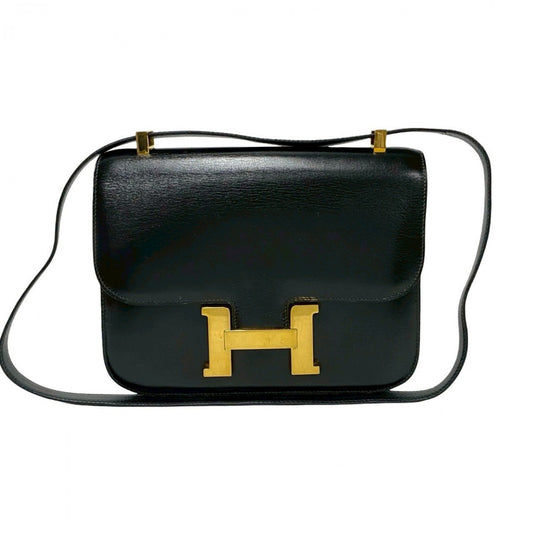 HERMES Shoulder Bag Box scarf black Constance