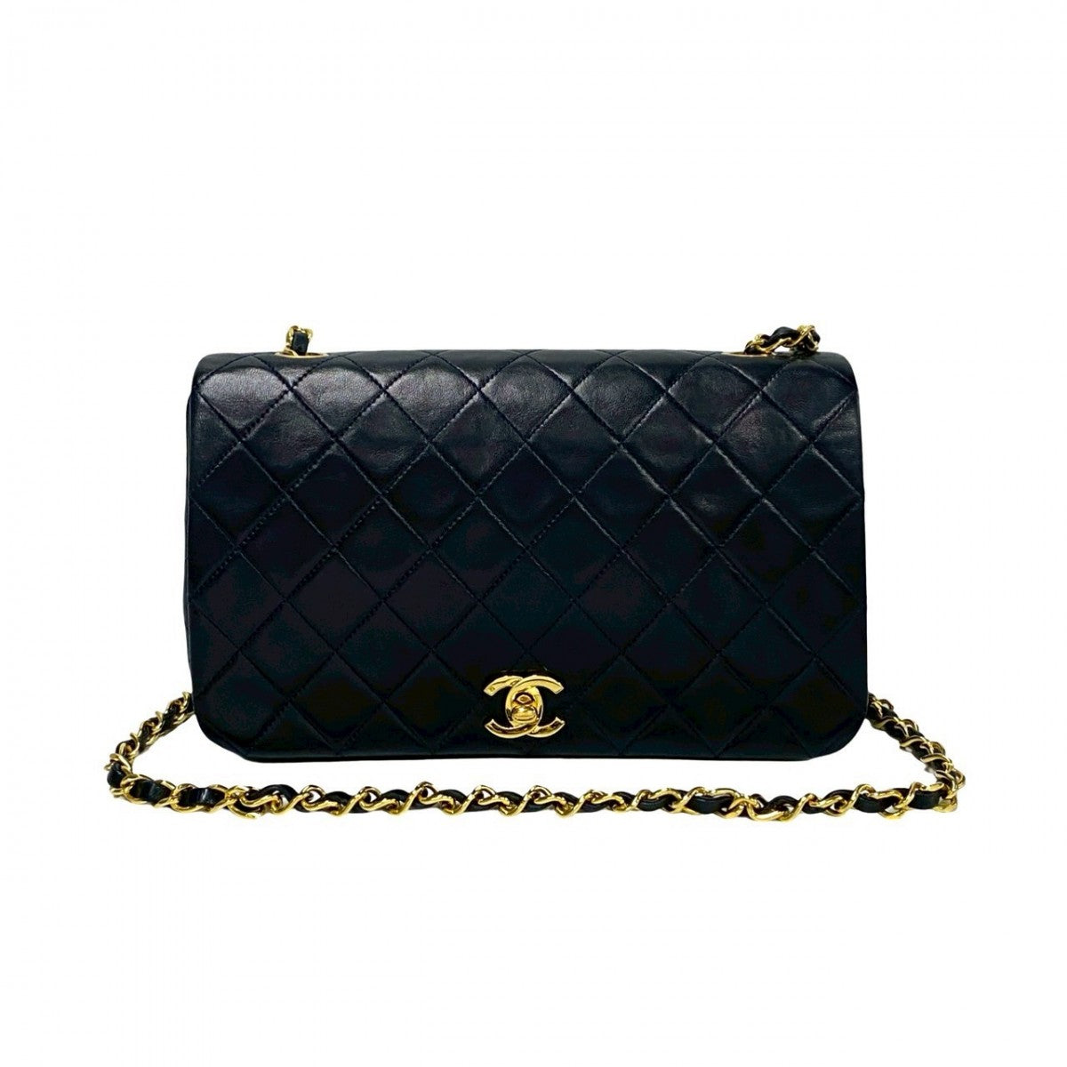 CHANEL Shoulder Bag lambskin Navy Full flap COCO Mark Matrasse Women