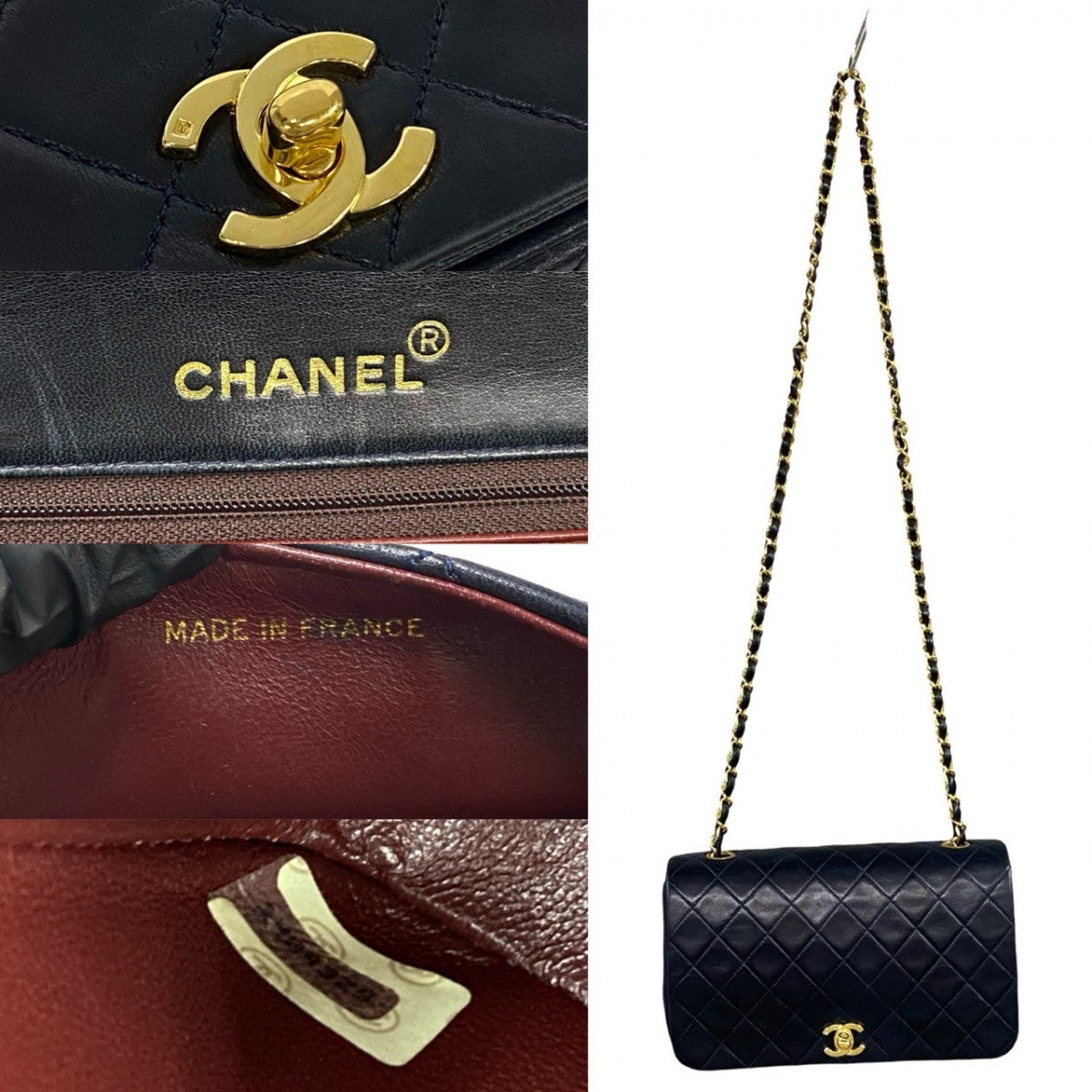 CHANEL Shoulder Bag lambskin Navy Full flap COCO Mark Matrasse Women