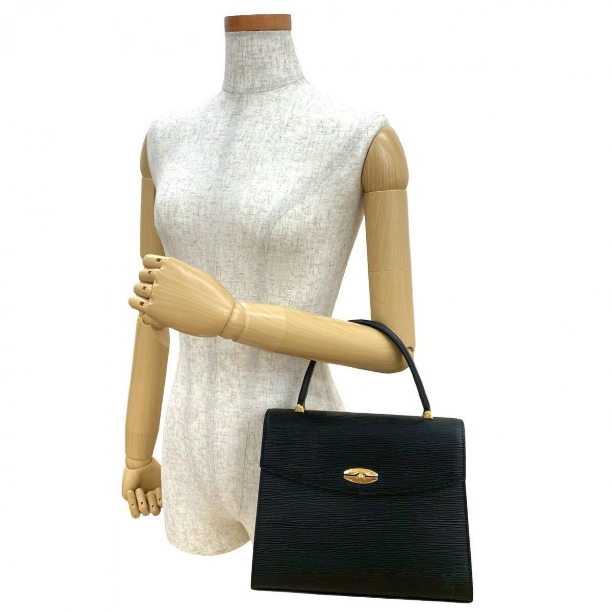 LOUIS VUITTON Handbag M52372 leather black Epi Malesherbes Women