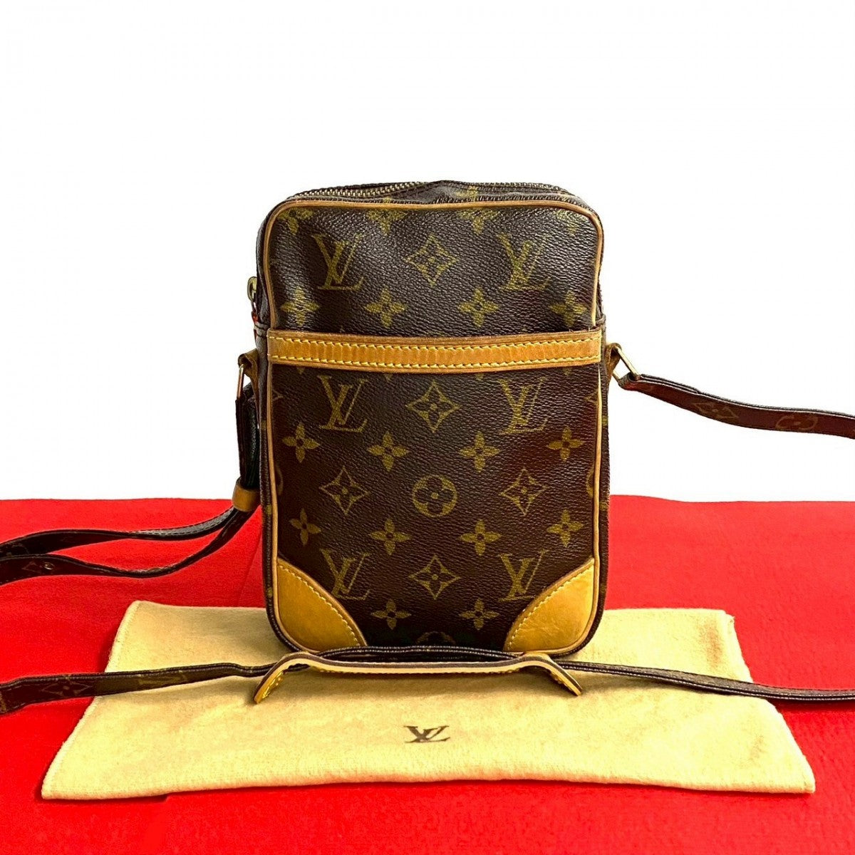 LOUIS VUITTON Shoulder Bag M45266 Leather, PVC Brown Monogram Danube mens(Unisex)