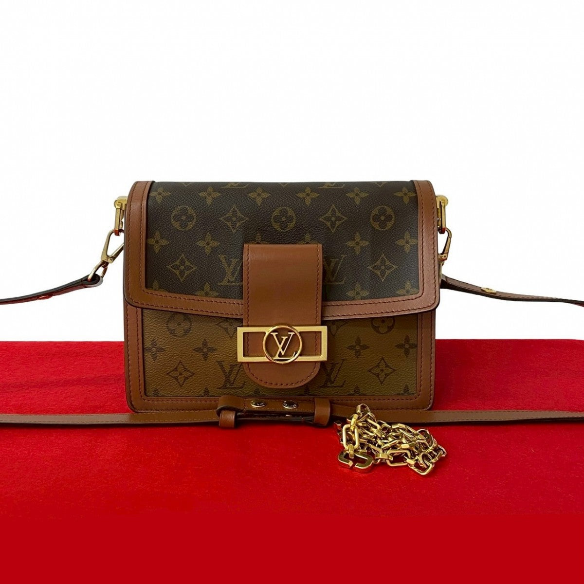 LOUIS VUITTON Shoulder Bag leather Brown Monogram Dauphines