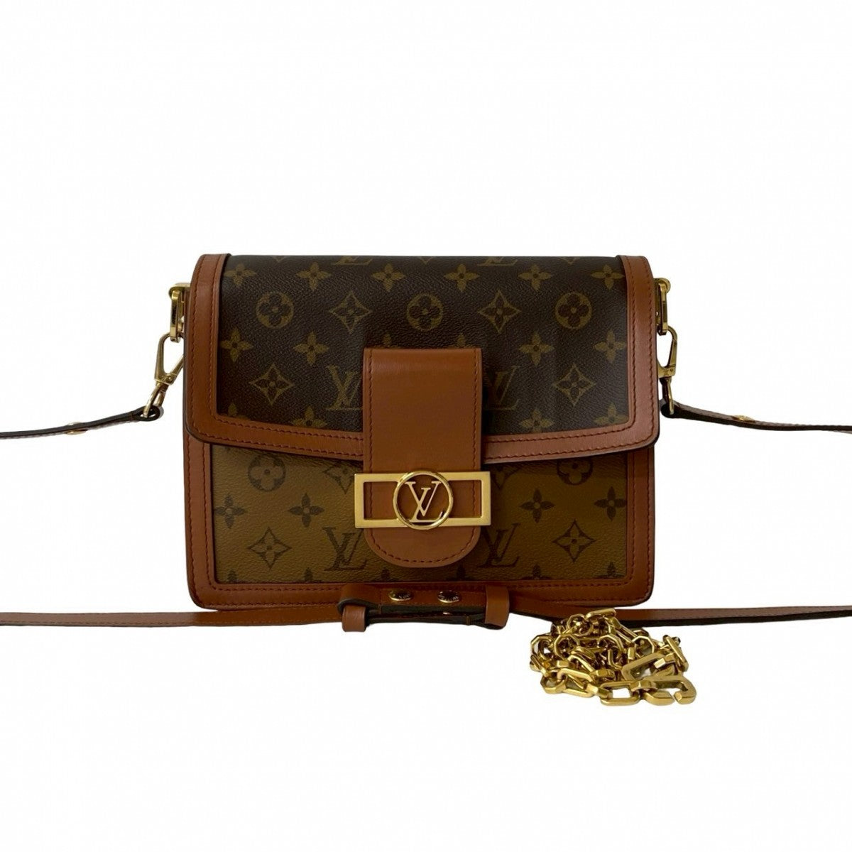 LOUIS VUITTON Shoulder Bag leather Brown Monogram Dauphines