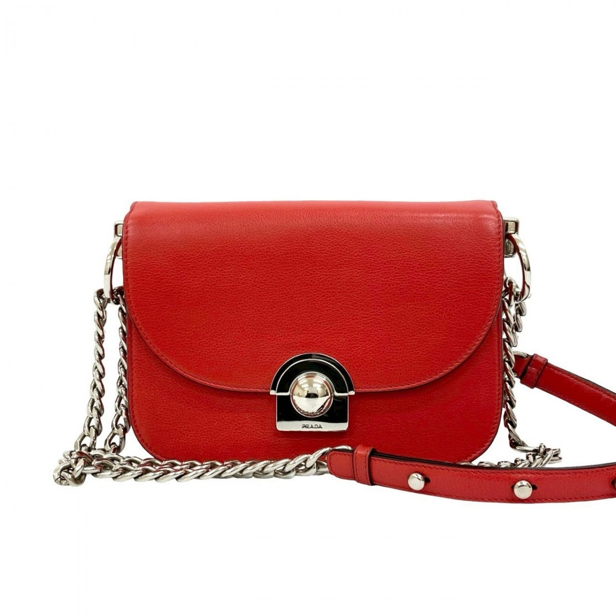 PRADA Shoulder Bag leather Red