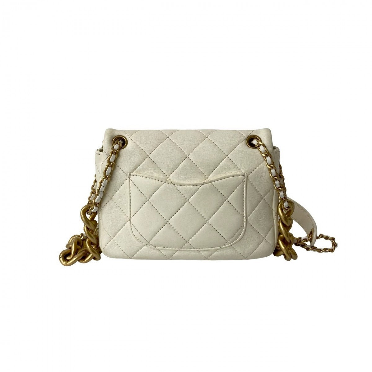 CHANEL Shoulder Bag lambskin white Matrasse