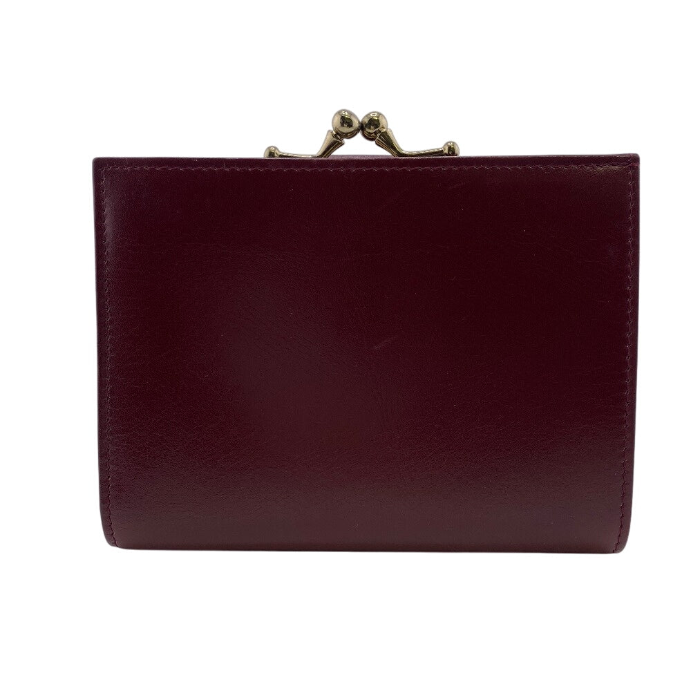 CELINE Bifold Wallet leather Bordeaux Vintage gamaguchi carriage logo Women