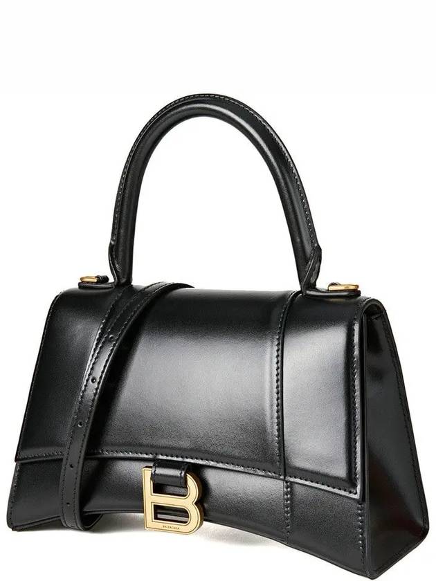 Luxury Balenciaga Trending 2026 Hourglass Small Tote Bag in Shiny Box Calfskin Black
