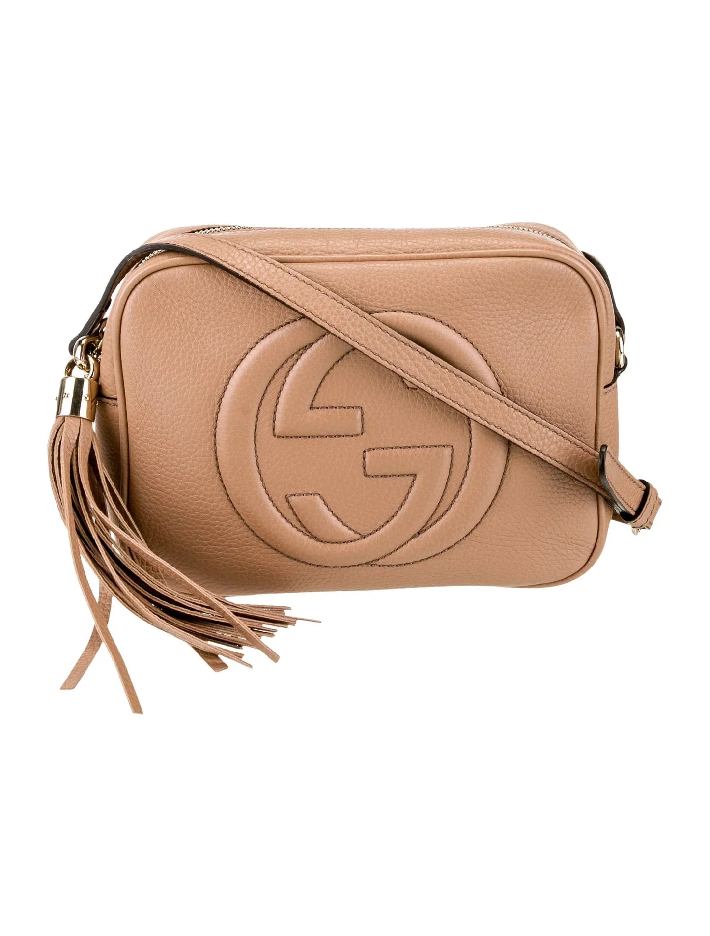 Gucci Soho Wristlet Pouch Leather Camel Leather Bag ( )