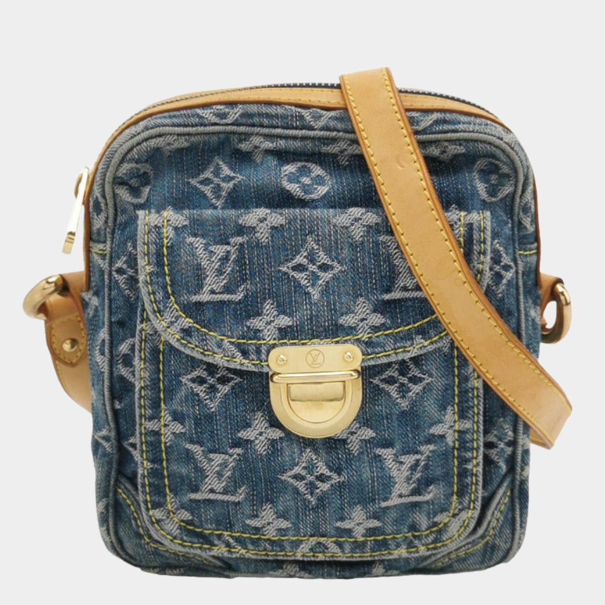 Louis Vuitton Monogram Denim Camera Crossbody Bag Blue