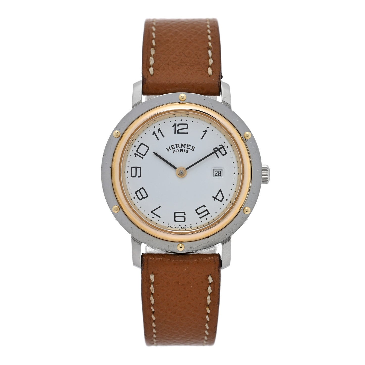 Hermes Stainless Steel Epsom 30mm Clipper Quartz Watch Gold