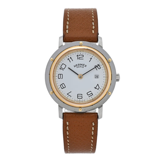 Hermes Stainless Steel Epsom 30mm Clipper Quartz Watch Gold