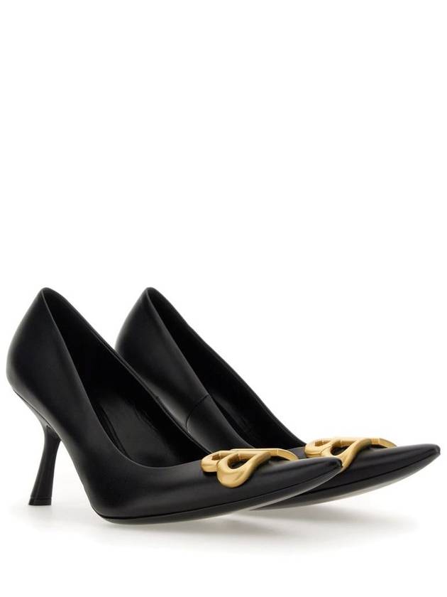 Luxury Balenciaga Trending 2026 Women's Logo Plaque Pointed toe Heels BLACK