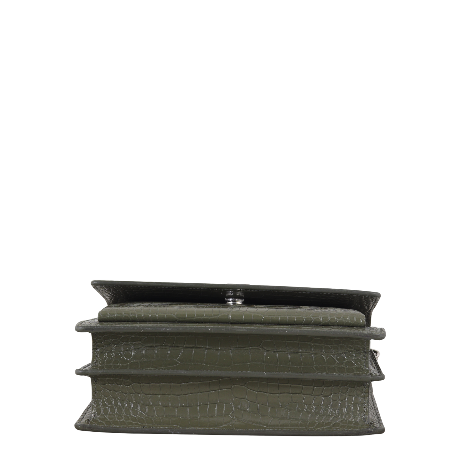 Saint Laurent Sunset Medium Croc-Embossed
