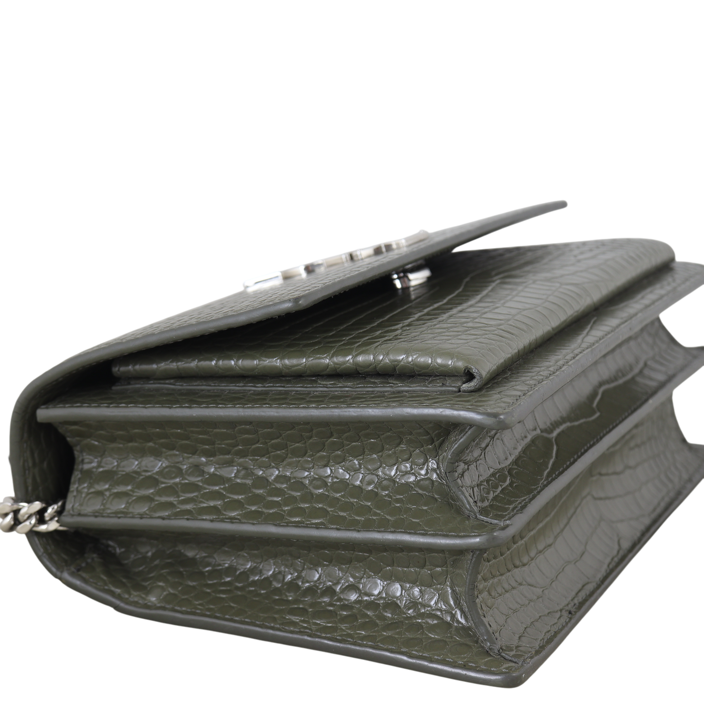 Saint Laurent Sunset Medium Croc-Embossed