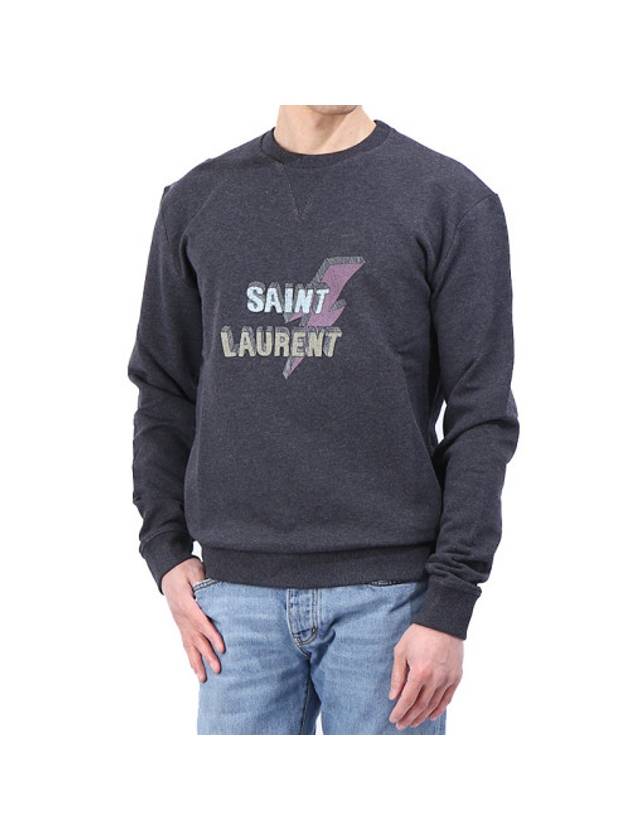 Luxury Saint Laurent Trending 2025 Logo Print Cotton Sweatshirt Grey