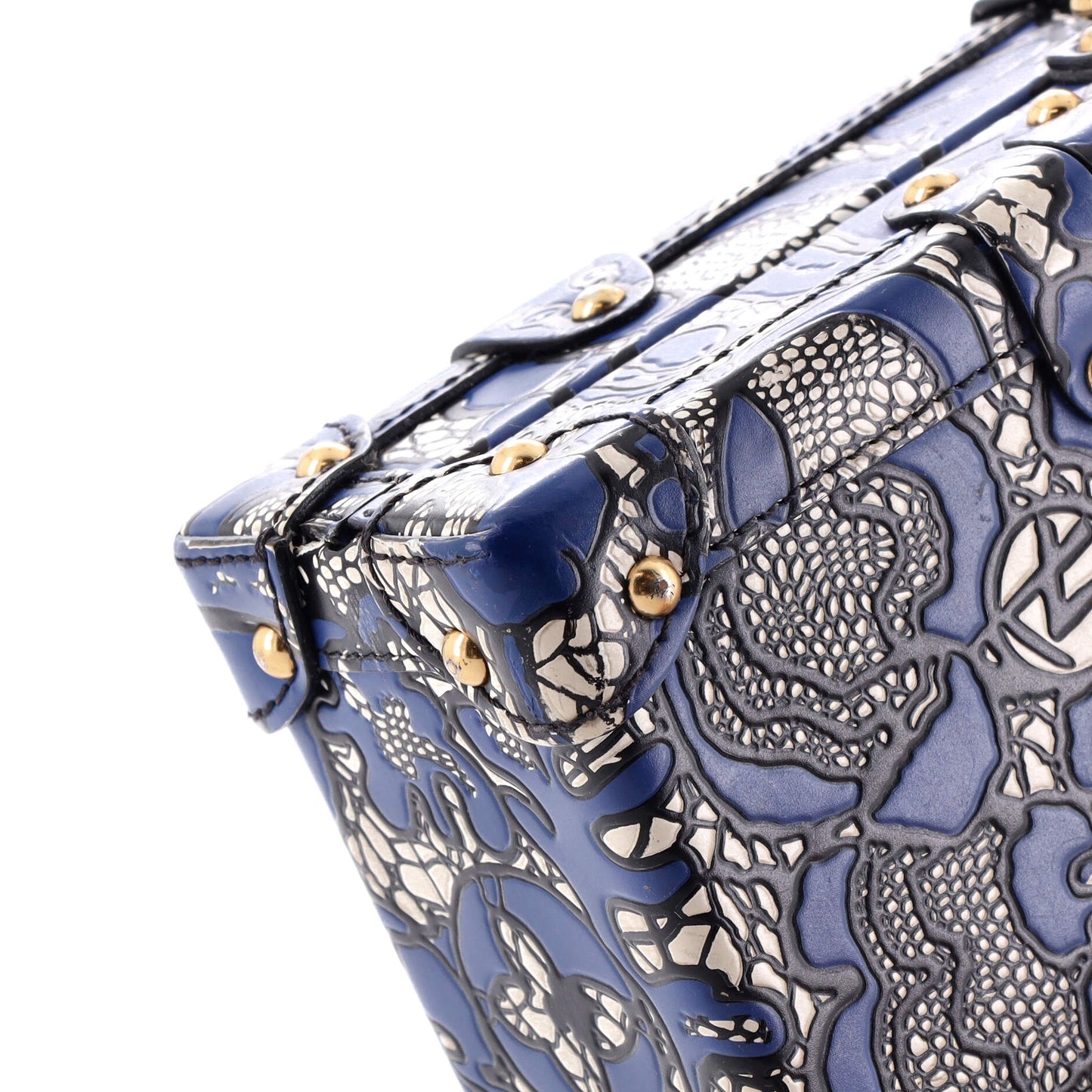 Louis Vuitton Petite Malle Handbag Lace Print Leather Small