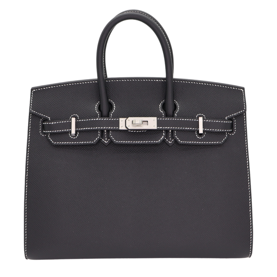Hermes25cm Birkin Sellier HSS Black Epsom leather Brushed Palladium Hardware