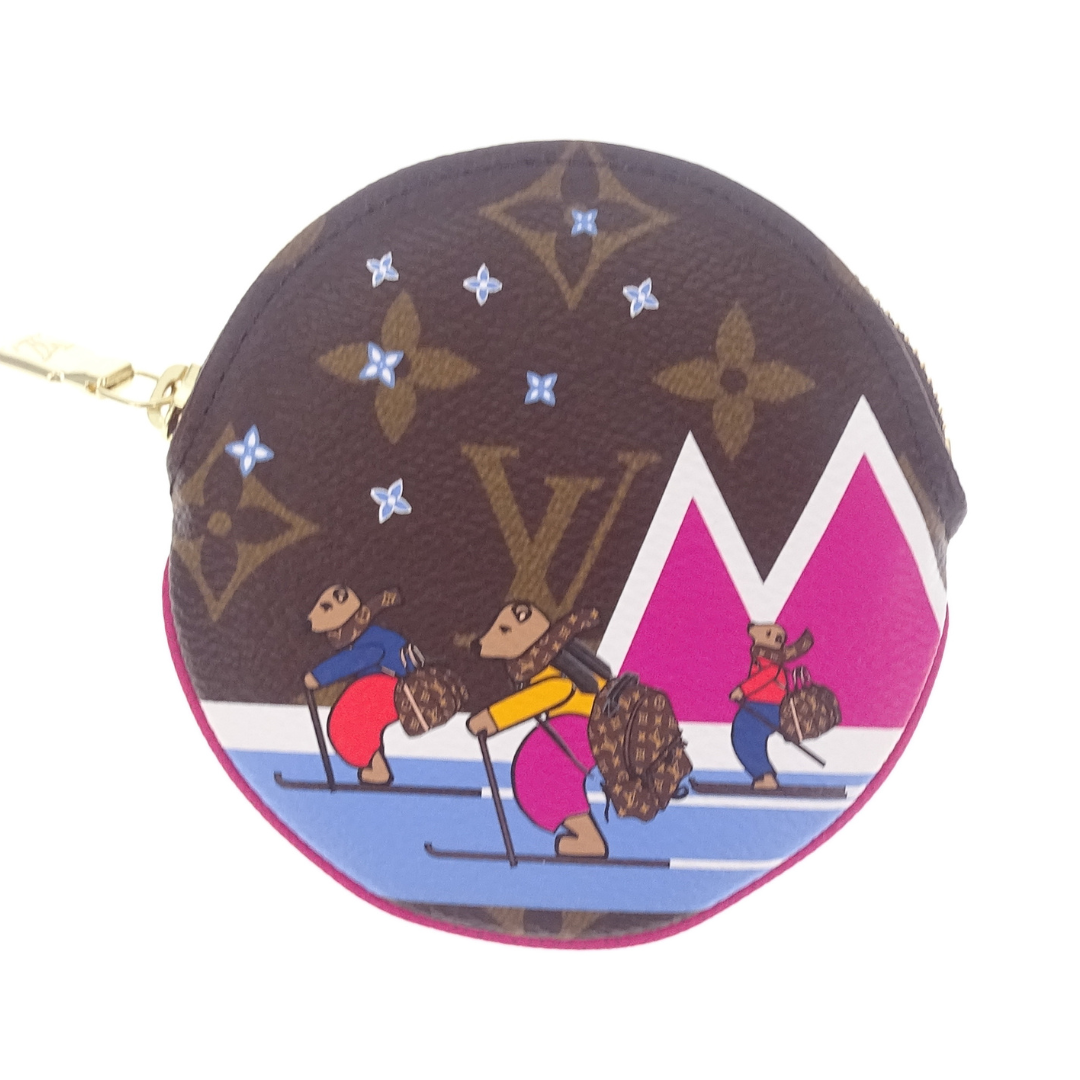 Louis Vuitton Bears on Skis Round Coin Purse Xmas Animation TA3188