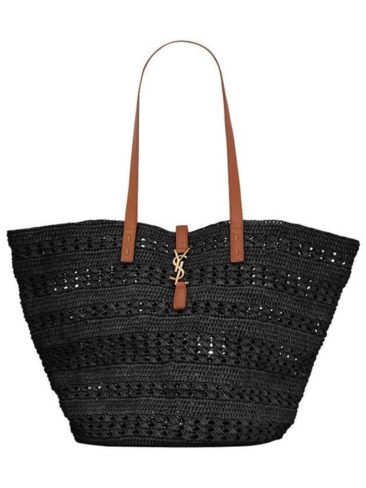 Luxury Saint Laurent Trending 2025 Top Handle Raffia Tote Bag Black