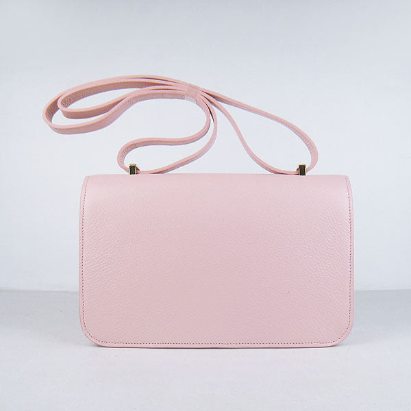 Luxury Hermes calf Leather Message Bag H020 pink golden