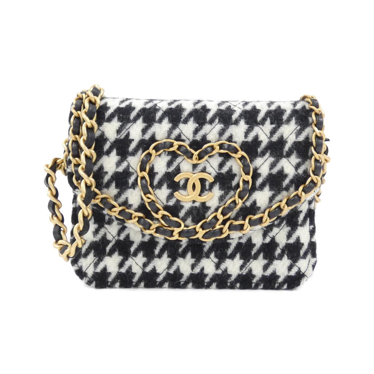 Chanel Wool Tweed Chain Clutch