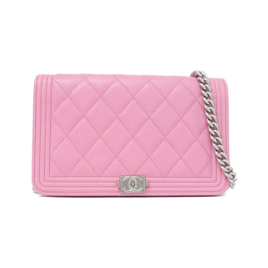 Chanel Boy Chanel Caviar Skin Wallet on Chain Crossbody