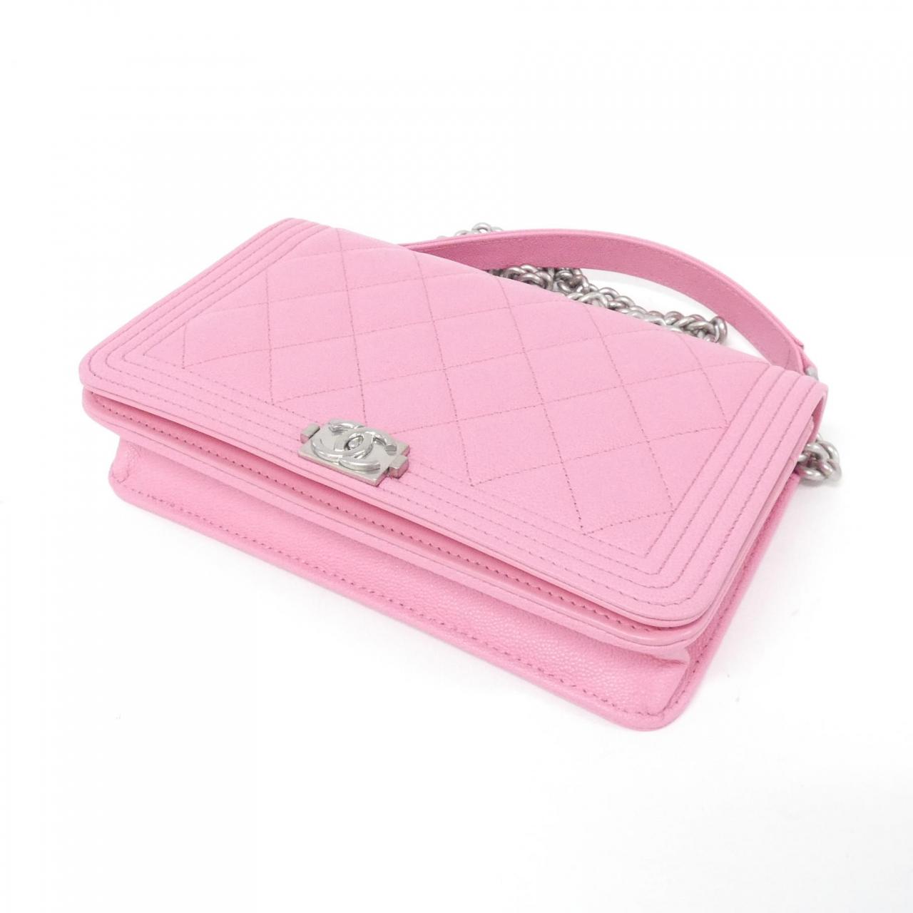 Chanel Boy Chanel Caviar Skin Wallet on Chain Crossbody