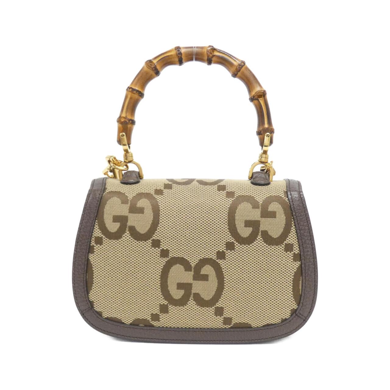Gucci GUCCI BAMBOO 1947 Jumbo GG Canvas Leather Shoulder Bag