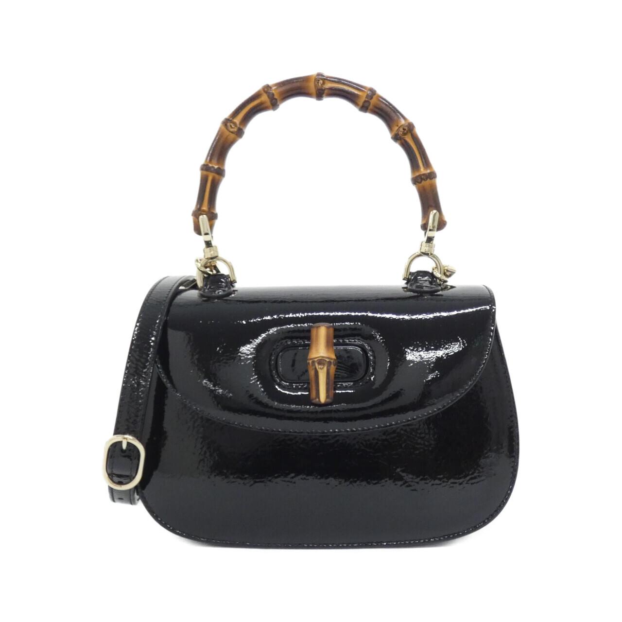 Gucci BAMBOO 1947 Patent Leather Shoulder Bag