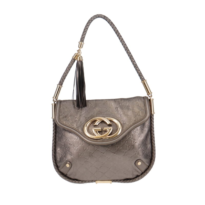 Gucci Grey Leather Metallic Shoulder Bag