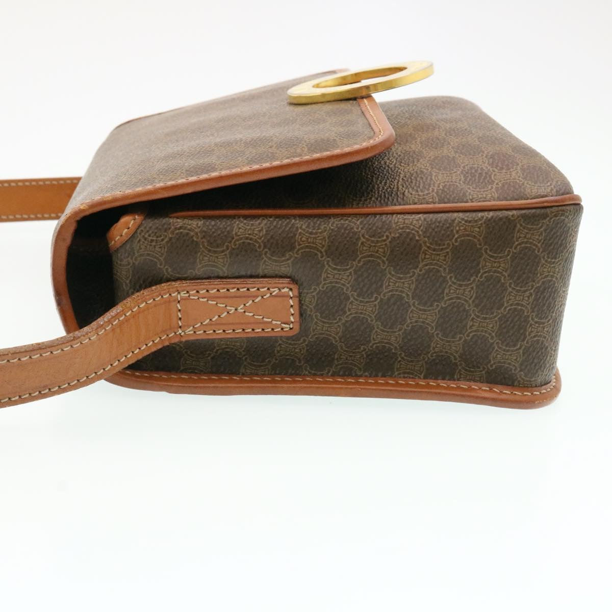 Luxury CELINE Macadam Canvas Circle logo Shoulder Bag Brown  26659