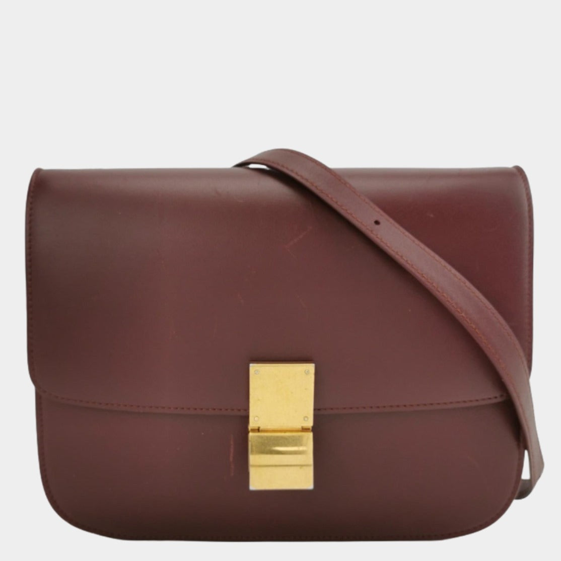 CELINE Classic Flap Burgundy Box Leather crossbody bag