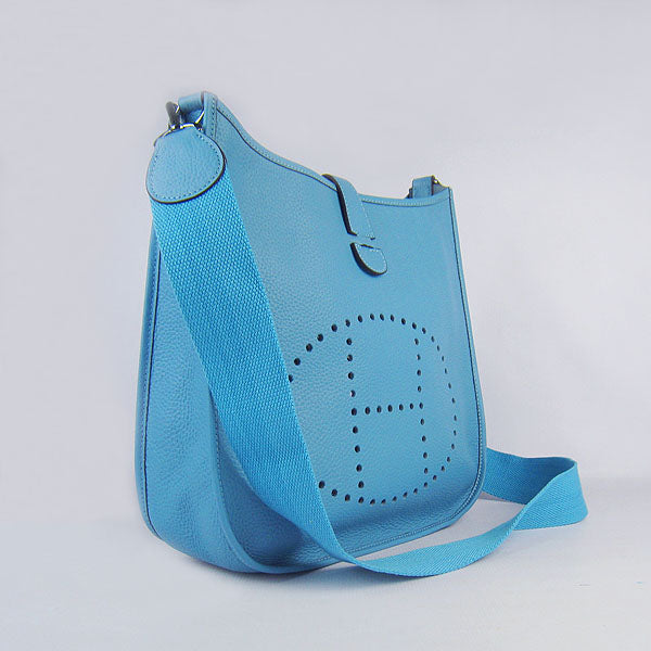 Luxury Hermes Evelyne I handbag H6309 light blue silver