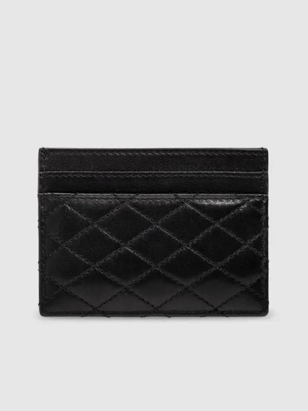 Luxury Saint Laurent Trending 2025 Gabi Quilted Lambskin Card Wallet Black