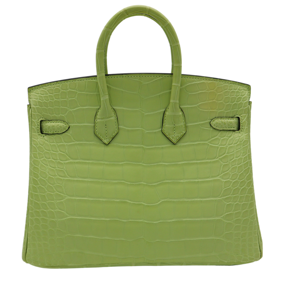 Hermes25cm Birkin Jaune Bourgeon Matte Alligator Palladium Hardware