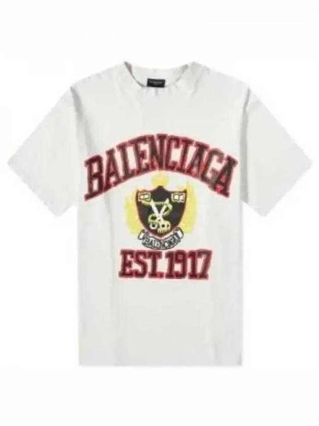 Luxury Balenciaga Trending 2026 DIY College Medium Fit Short Sleeve T-Shirt White